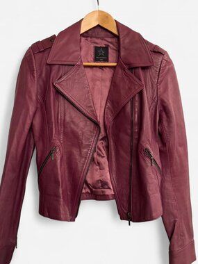 Burgundy genuine leather jacket